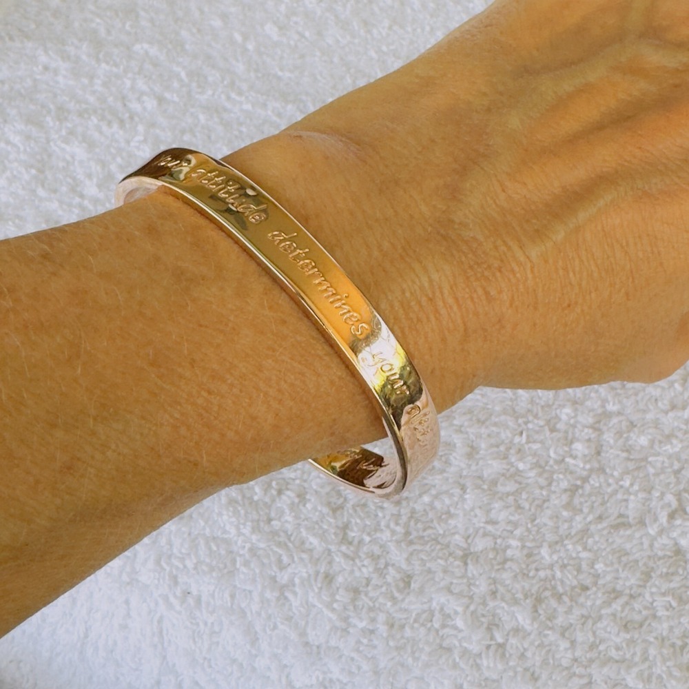 Mary Kay Cuff Bracelet, "Your Attitude Determines Your Altitude" Rose Gold
